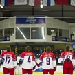 PREROV, CZECH REPUBLIC - JANUARY 07: Czech Republic look on during the national anthems prior to preliminary round action against Japan at the 2017 IIHF Ice Hockey U18 Women's World Championship. (Photo by Steve Kingsman/HHOF-IIHF Images)

